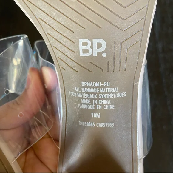 BP Naomi Clear Translucent Nude Block Heel Sandals Heels Party Size 10M - Picture 10 of 11